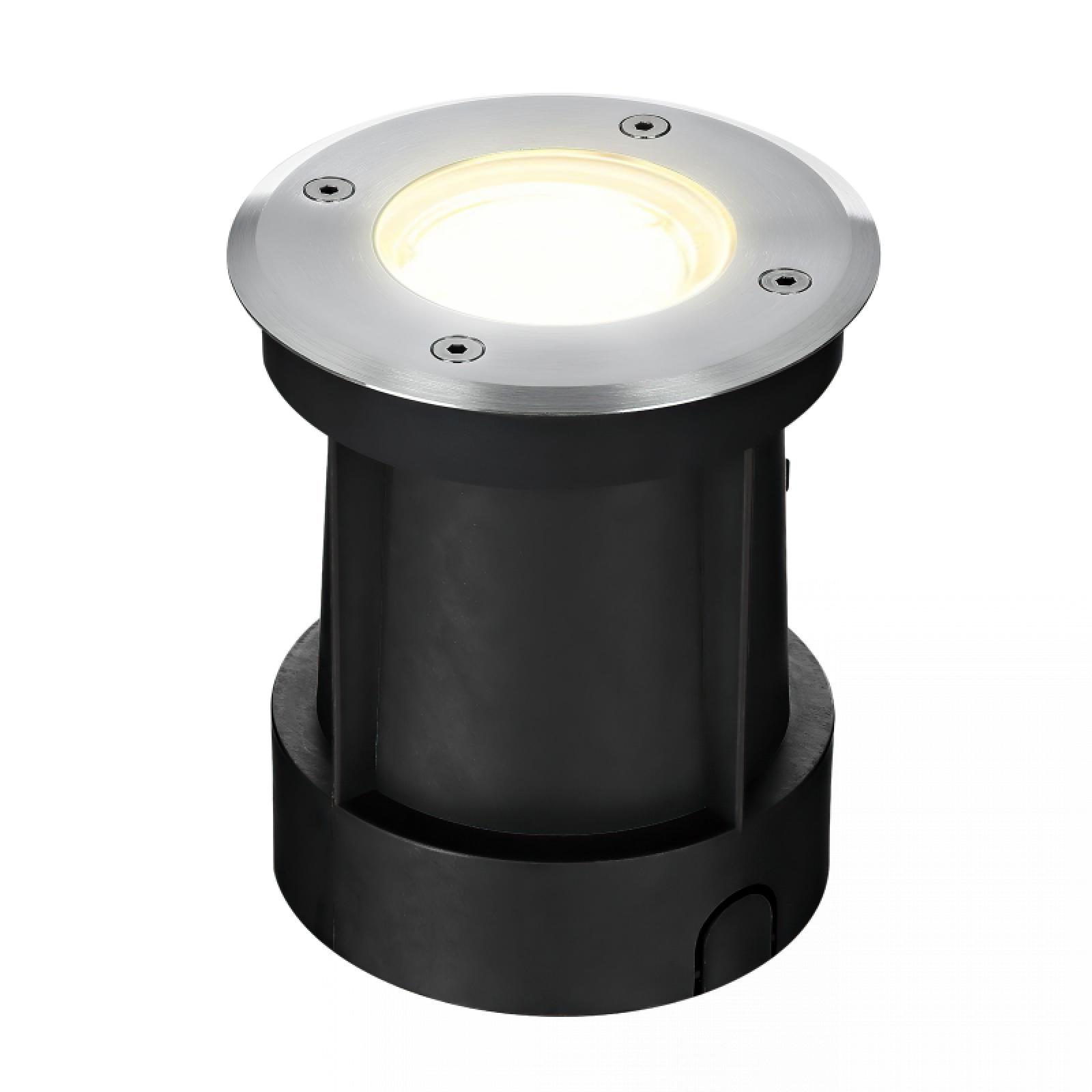  LED Bodeneinbaustrahler rund durchschleifbar Edelstahl Außenleuchte Bodenleuchte IP67 1,2W LED Lichtfarbe warmweiß GU10 230V